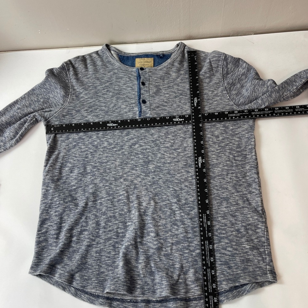 Lucky Brand Shirt Mens Large Blue Waffle Knit Thermal Henley Y2K Outdoor Grunge - Picture 6 of 8